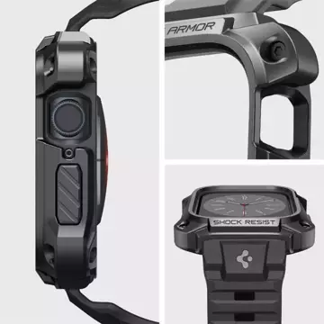 Pasek Spigen Tough Armor "Pro" für Apple Watch 7/8 (45 mm) Metall Schwarz