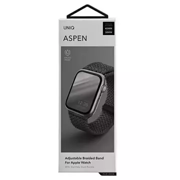 Pasek UNIQ Aspen do Apple Watch 40/38/41 mm Serie 4/5/6/7/8/SE/SE2 Geflochten Szary/Granitgrau