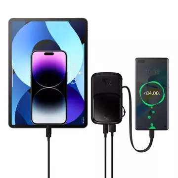 Powerbank mit Schnellladefunktion Baseus Qpow Digital Display 10000mAh 22,5W QC/PD/SCP/FCP mit eingebautem USB-C Kabel schwarz