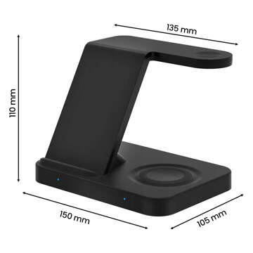 Qi 15W induktives Ladegerät für iPhone Apple AirPods kabellose 2in1 Dockingstation Schwarz