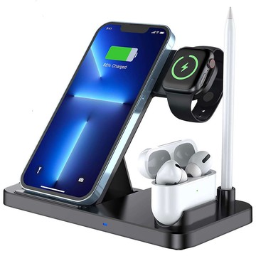 Qi 4in1 Alogy Induktionsladegerät für Apple iPhone / Watch / AirPods / Pen Black