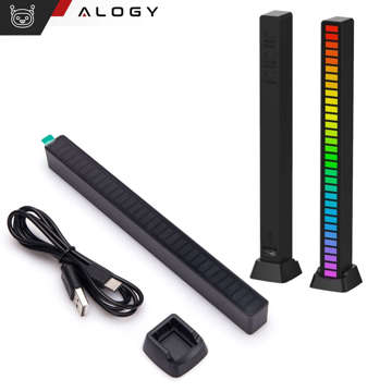 RGB-LED-Lampe USB-Lampe blinkt im Rhythmus der Musik Smart Bar 18 cm bunt 32bit Gaming Alogy Schwarz