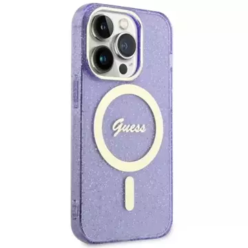 Ratet mal, GUHMP14LHCMCGU Handyhülle für Apple iPhone 14 Pro 6,1 Zoll Lila/Lila Hardcase Glitter Gold MagSafe