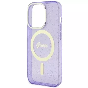 Ratet mal, GUHMP14LHCMCGU Handyhülle für Apple iPhone 14 Pro 6,1 Zoll Lila/Lila Hardcase Glitter Gold MagSafe