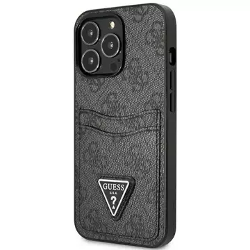 Ratet mal, Handyhülle für iPhone 13 Pro / 13 6,1" schwarz/schwarz Hardcase 4G Triangle Logo Cardslot