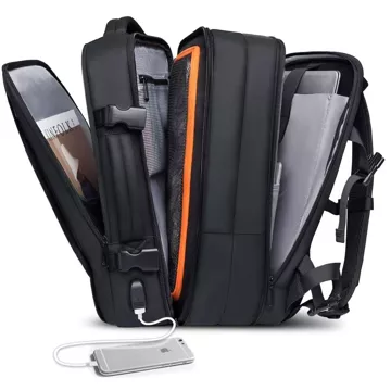 Reiserucksack Bange BackPack Business erweiterbarer Rucksack Geräumige Tasche für 17,3-Zoll-Laptop mit USB-Anschluss Schwarz