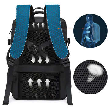 Reiserucksack Bange BackPack Business erweiterbarer Rucksack Geräumige Tasche für 17,3-Zoll-Laptop mit USB-Anschluss Schwarz