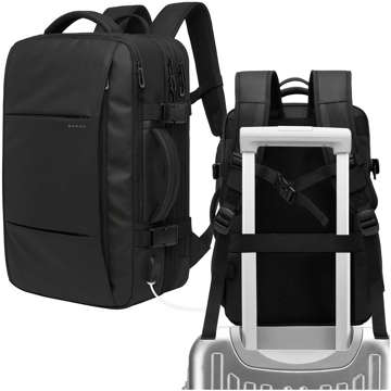 Reiserucksack Bange BackPack Business erweiterbarer Rucksack Geräumige Tasche für 17,3-Zoll-Laptop mit USB-Anschluss Schwarz