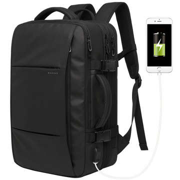 Reiserucksack Bange BackPack Business erweiterbarer Rucksack Geräumige Tasche für 17,3-Zoll-Laptop mit USB-Anschluss Schwarz