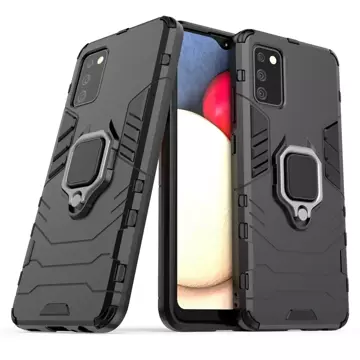 Ring Armor robuste Hybridhülle mit magnetischer Abdeckung für Samsung Galaxy A03s (166,5) schwarz