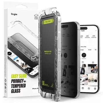 Ringke Easy Slide 2er-Pack Sichtschutzglas für iPhone 15/16 Privatsphäre