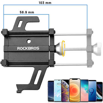 RockBros 699-BK Fahrradhalter für einen Telefonlenker für ein Fahrrad, einen Roller, ein Fahrrad Schwarz