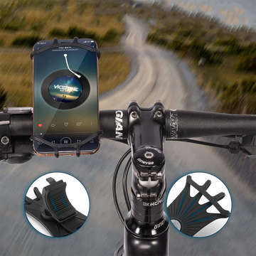 RockBros LF436BK Silikon-Fahrradhalterung für Fahrrad, Motorrad, Roller, Telefon, Lenker, schwarz