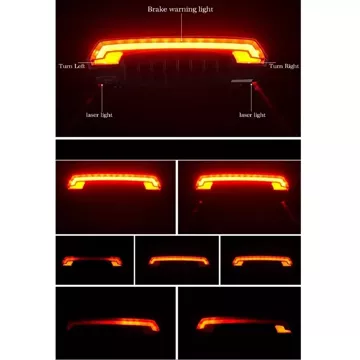 Rockbros LKWD-R1 Fahrradrücklicht mit Laser und Fernbedienung, Micro-USB-Kabel – USB-A – Schwarz