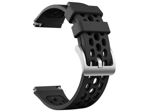 Rubber Universal Sportarmband Alogy Softband für Smartwatch 22mm Schwarz