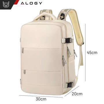 Rucksack Laptoptasche 15,6 Zoll Herren Damen Großer USB-Flugzeugkoffer Unisex 42x30x10cm Alogy Wasserdicht Schwarz