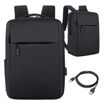 Rucksack Laptoptasche 15,6" groß wasserdicht mit USB-Anschluss Unisex 41x29x12cm für Flugzeug Alogy Rucksack Schwarz