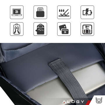 Rucksack Laptoptasche 15,6" groß wasserdicht mit USB-Anschluss Unisex 41x29x12cm für Flugzeug Alogy Rucksack Schwarz