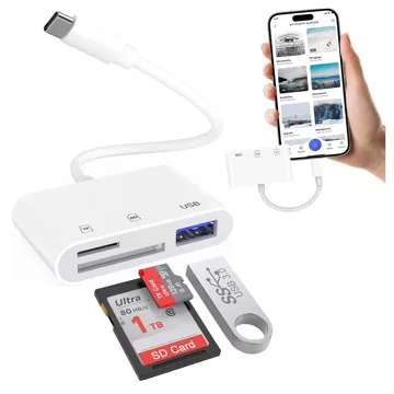 SD TF-Kartenleser USB Alogy-Adapter mit USB-C-Anschluss für Apple iPhone iPad Weiß