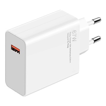 Schnelles 67-W-USB-Leistungsstarkes Ladegerät für Xiaomi QC Alogy Cube Schnellladung Weiß