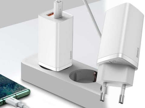 Schnellladegerät Baseus GaN2 Lite USB USB-C 65W EU Weiß