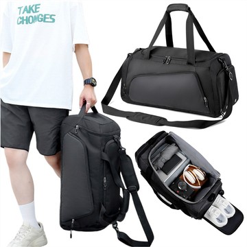 Schultertrainings-Sporttasche für Herren und Damen für das Fitnessstudio, Reisetasche aus Thermostoff, Fassungsvermögen 40 l, Alogy Black