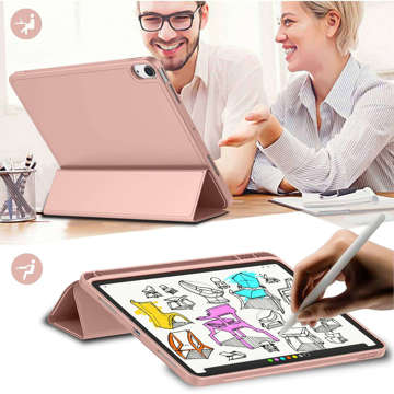 Schutzhülle Alogy Book Cover Federmäppchen mit Stifthalter für Apple iPad Air 4 2020 / Air 5 2022 10,9 Zoll, Rosa