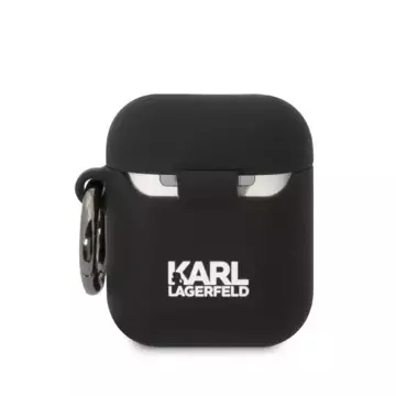 Schutzhülle für Kopfhörer Karl Lagerfeld KLA2RUNCHK für Apple AirPods 1/2 Cover schwarz/schwarz Silikon Choupette Head 3D