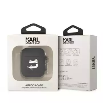 Schutzhülle für Kopfhörer Karl Lagerfeld KLA2RUNCHK für Apple AirPods 1/2 Cover schwarz/schwarz Silikon Choupette Head 3D