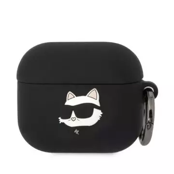 Schutzhülle für Kopfhörer Karl Lagerfeld KLA3RUNCHK für Apple AirPods 3 Cover schwarz/schwarz Silikon Choupette Head 3D