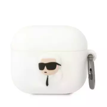 Schutzhülle für Kopfhörer Karl Lagerfeld KLA3RUNIKH für Apple AirPods 3 Cover weiß/weiß Silikon Karl Head 3D