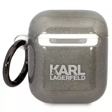 Schutzhülle für Kopfhörer Karl Lagerfeld für Airpods 1/2 Cover schwarz/schwarz Gliter Karl