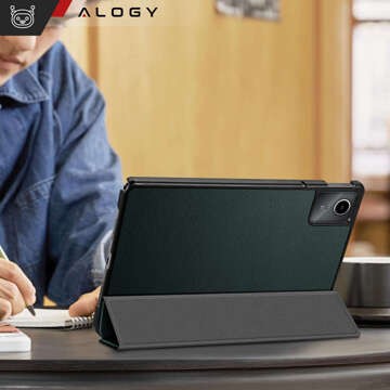 Schutzhülle für Lenovo Tab M11 10,95 Zoll TB330FU / TB330XU / TB331FC, Buchhülle mit Klappgehäuse, Case Cover Alogy, grüner Glasstift