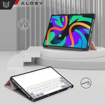 Schutzhülle für Lenovo Tab M11 10,95 Zoll TB330FU / TB330XU / TB331FC, Buchhülle mit Klappgehäuse, Schutzhülle, Alogy Pink Glass Stylus