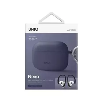 Schutzhülle für UNIQ Kopfhörer Case für Nexo AirPods Pro 2 Gen Ear Hooks Silicone Purple/Feige Purple