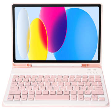 Schutzhülle mit kabelloser Tastatur Alogy Tastaturhülle mit Stifthalter für Apple iPad 10.9 2022 Pink