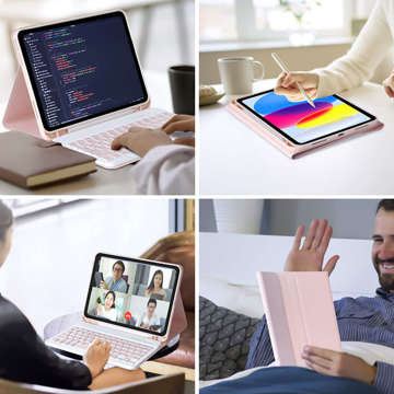 Schutzhülle mit kabelloser Tastatur Alogy Tastaturhülle mit Stifthalter für Apple iPad 10.9 2022 Pink