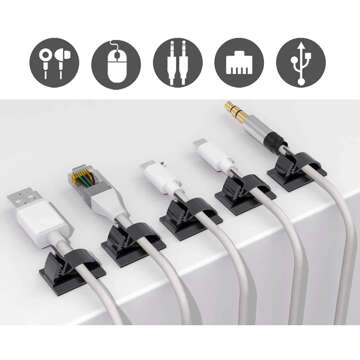 Selbstklebende Clips x50 Schreibtisch-Kabel-Organizer, Kabel-Organizer, Kabel für Tisch-Schreibtisch, 3M Alogy-Klebeband [50 Stück]