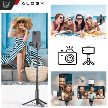 Selfie-Stick Bluetooth-Stick Alogy Tripod Stativ-Telefonhalter für Fotos mit Fernbedienung 75,8 cm schwarz