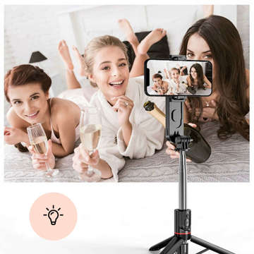 Selfie Stick Stativ L15 Stativ L15 Telefonhalter mit LED-Lampe Bluetooth-Fernbedienung Schwarz