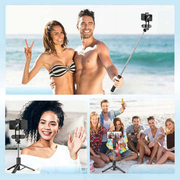 Selfie Stick Stativ L15 Stativ L15 Telefonhalter mit LED-Lampe Bluetooth-Fernbedienung Schwarz