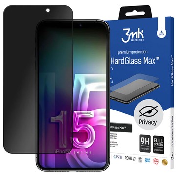 Sichtschutzglas für iPhone 15 Pro Max – 3mk HardGlass Max Privacy™ Anti-Spyware gehärtet