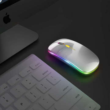 Silent Slim Mouse Alogy kabellose Maus mit RGB-LED-Hintergrundbeleuchtung für Tablet-Laptop Silber