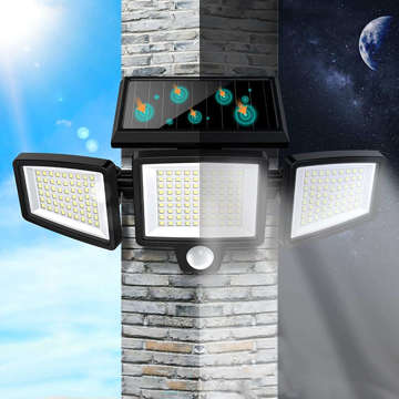 Solarlampe Alogy 3in1 LED SMD Outdoor mit Bewegungs- und Dämmerungssensor große Fernbedienung 3 Panels schwarz