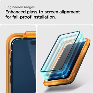 Spigen Alm Glass FC 2er-Pack gehärtetes Glas für Apple iPhone 15 Pro Max Schwarz