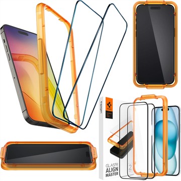 Spigen Alm Glass FC 2er-Pack gehärtetes Glas für Apple iPhone 15 Schwarz