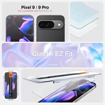 Spigen Glas.Tr gehärtetes Glas „EZ FIT“ 2er-Pack für Google Pixel 9/9 Pro, klar