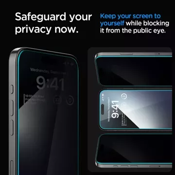 Spigen Glas.tR „EZ Fit“ gehärtetes Glas für Apple iPhone 15 Plus Privacy