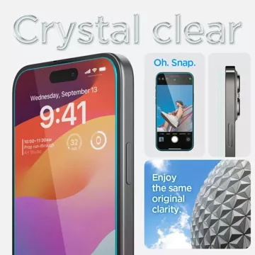 Spigen Glas.tR „EZ Fit“ gehärtetes Glas für iPhone 15 Klar