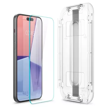 Spigen Glas.tR „EZ Fit“ gehärtetes Glas für iPhone 15 Klar